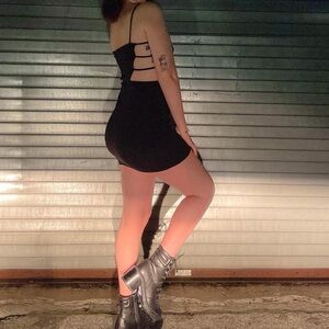 Windsor Black Mini Short Bodycon Dress Cutout with Straps on Sides